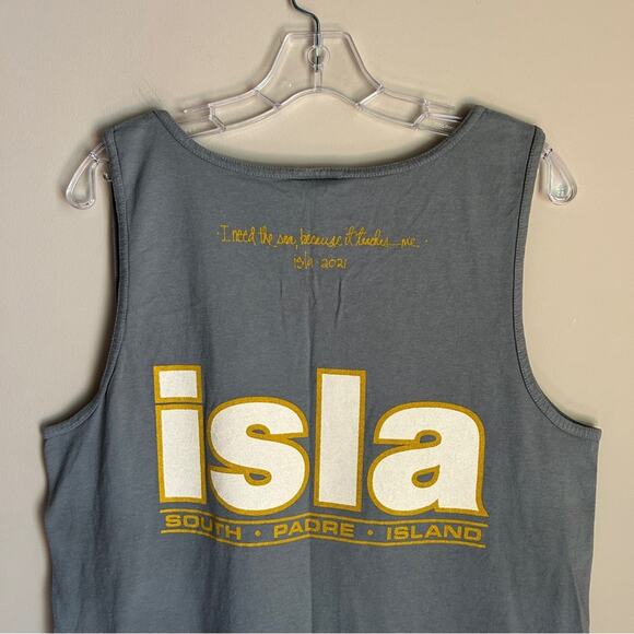 Comfort Colors Gray Yellow Sun South Padre Island Texas Tank Top Size Medium - Picture 5 of 7